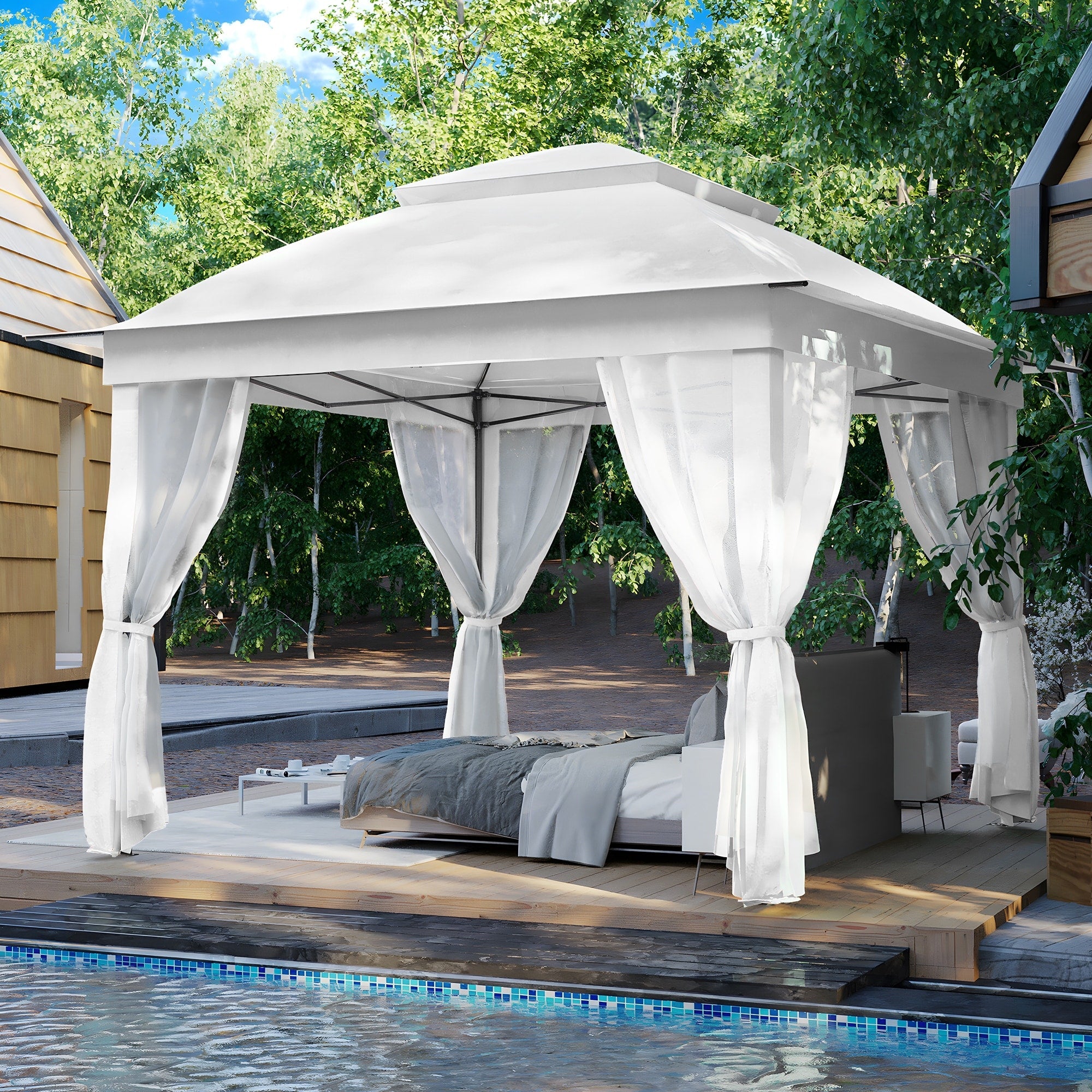 Gazebo en acier Cozywor de 3,35 m x 3,35 m (11 pi x 11 pi) avec moustiquaire