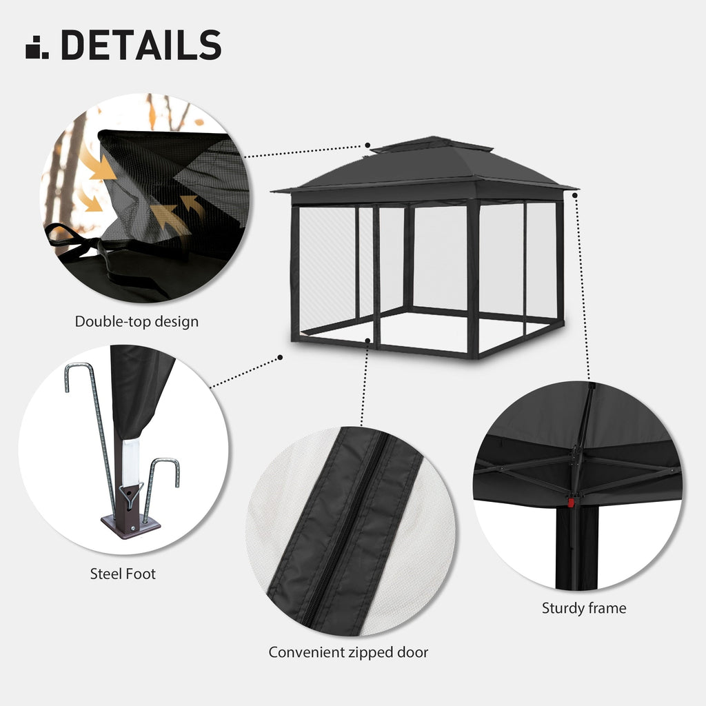 Gazebo en acier Cozywor de 3,35 m x 3,35 m (11 pi x 11 pi) avec moustiquaire