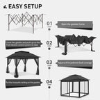 Gazebo en acier Cozywor de 3,35 m x 3,35 m (11 pi x 11 pi) avec moustiquaire