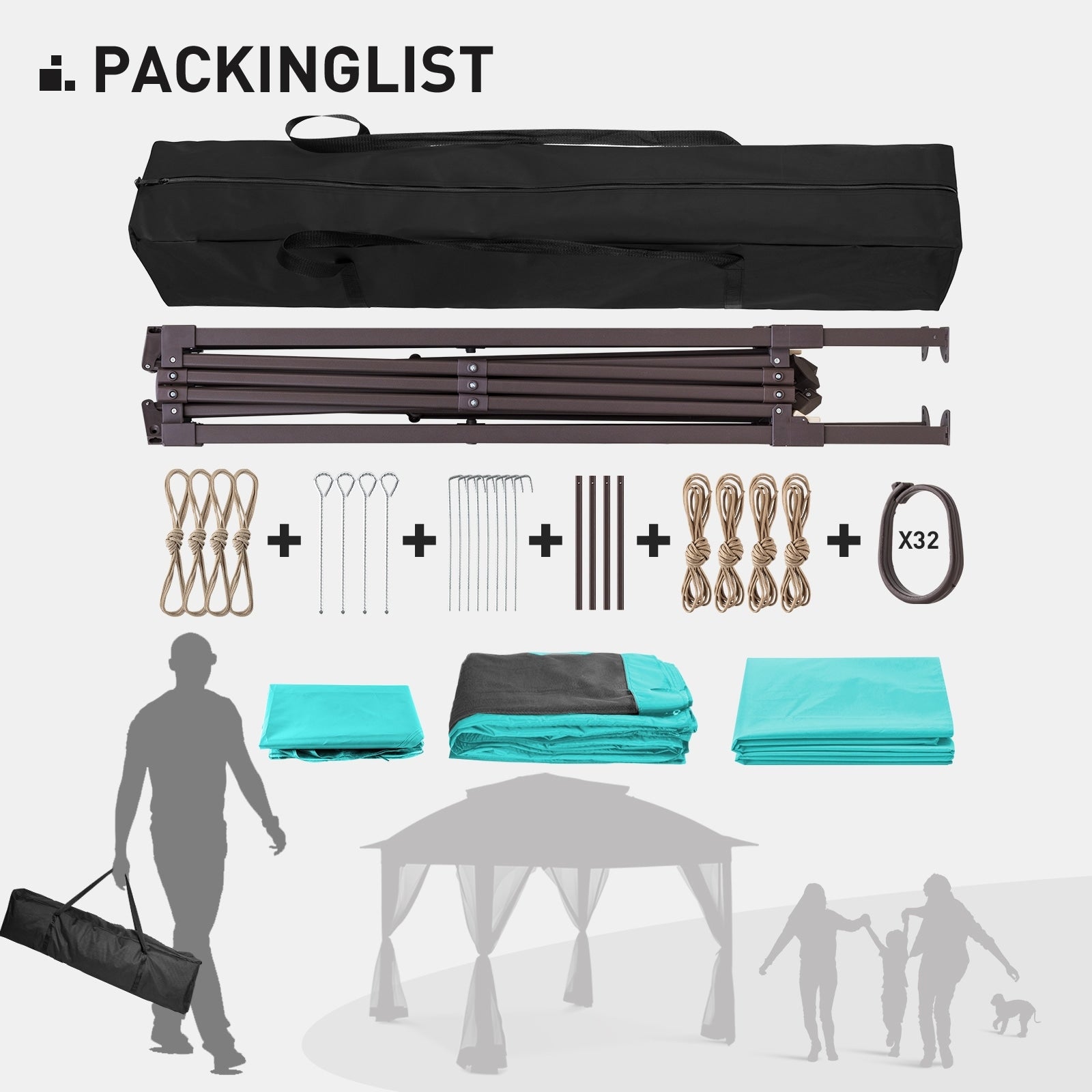 Gazebo en acier Cozywor de 3,35 m x 3,35 m (11 pi x 11 pi) avec moustiquaire