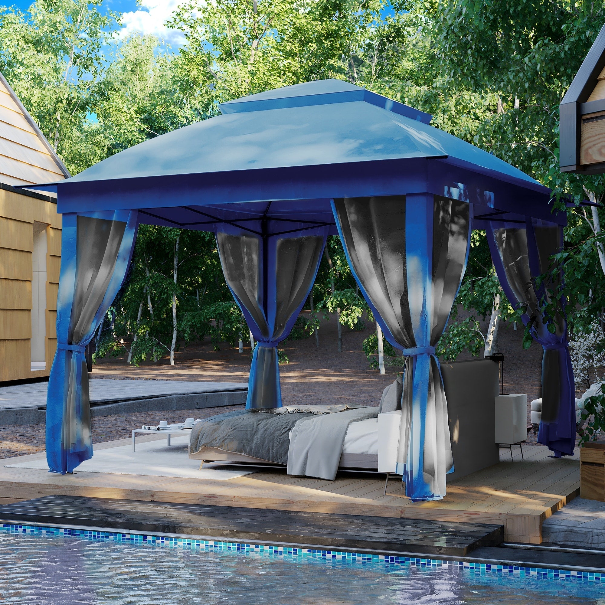Gazebo en acier Cozywor de 3,35 m x 3,35 m (11 pi x 11 pi) avec moustiquaire