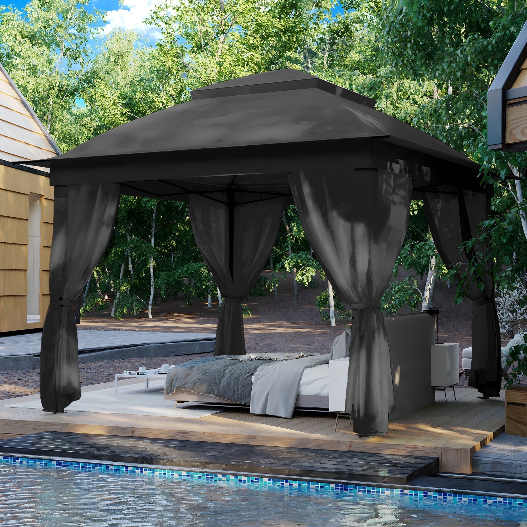 Gazebo en acier Cozywor de 3,35 m x 3,35 m (11 pi x 11 pi) avec moustiquaire