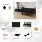 Sommier à lattes en bois massif CraftPorch de 5 pouces avec revêtement en lin gris chaud.