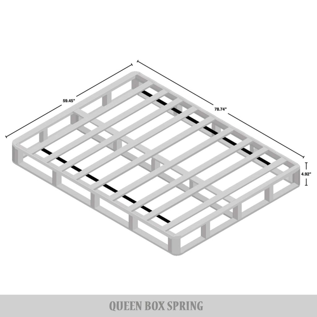 Sommier à lattes en bois massif CraftPorch de 5 pouces avec revêtement en lin gris chaud.
