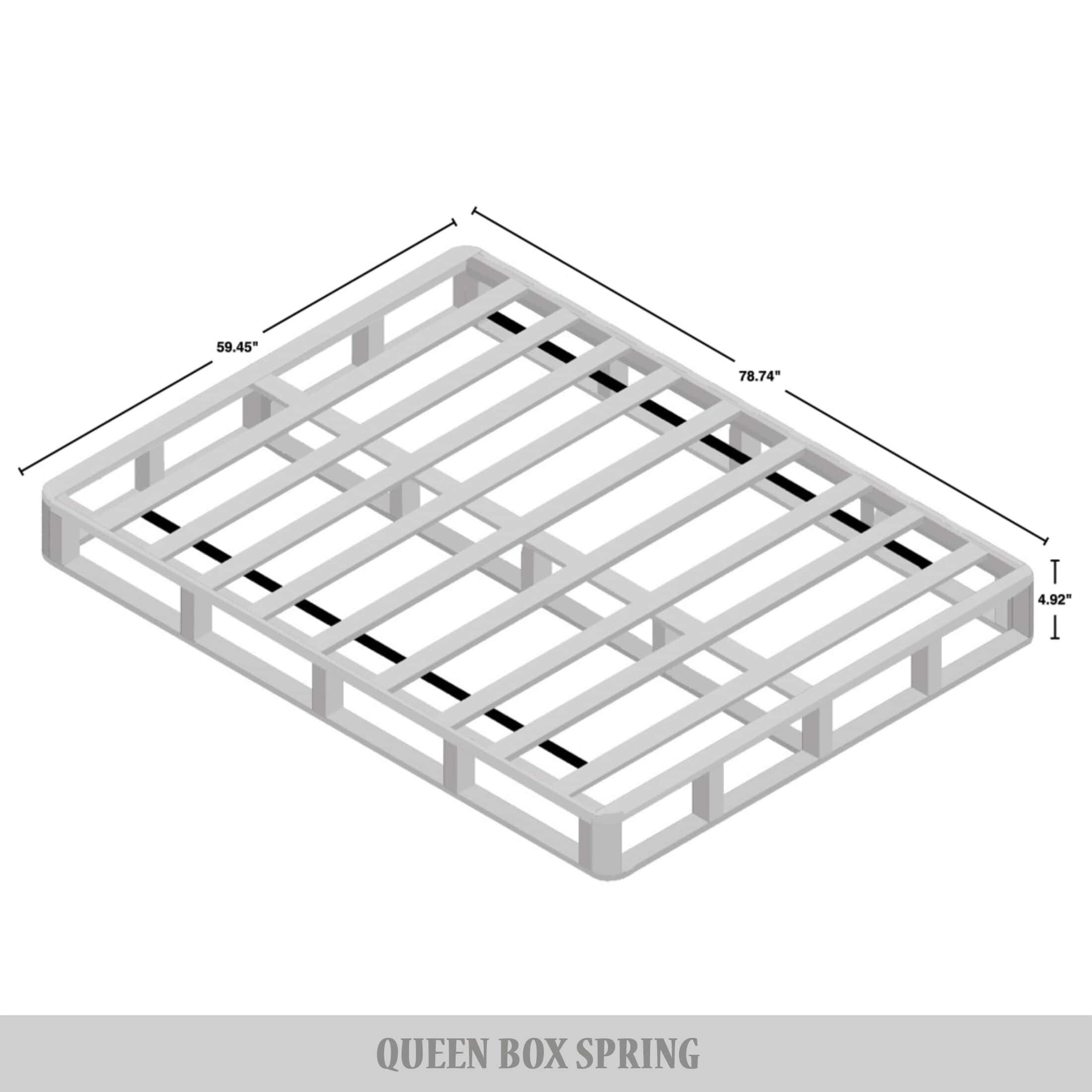 Sommier à lattes en bois massif CraftPorch de 5 pouces avec revêtement en lin gris chaud.