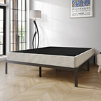 Sommier à lattes en bois massif CraftPorch de 5 pouces avec revêtement en lin gris chaud.