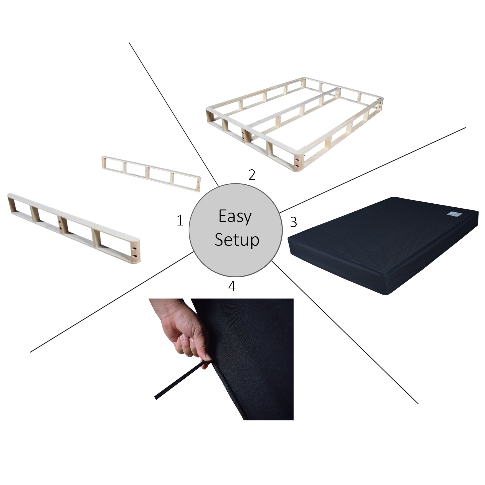 Sommier à lattes en bois massif CraftPorch de 5 pouces avec revêtement en lin gris chaud.