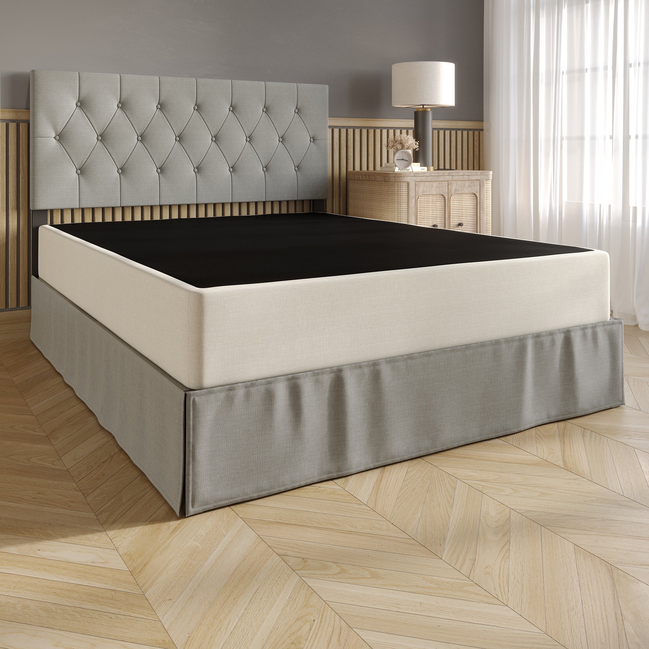 Sommier à ressorts CraftPorch en métal et lin capitonné