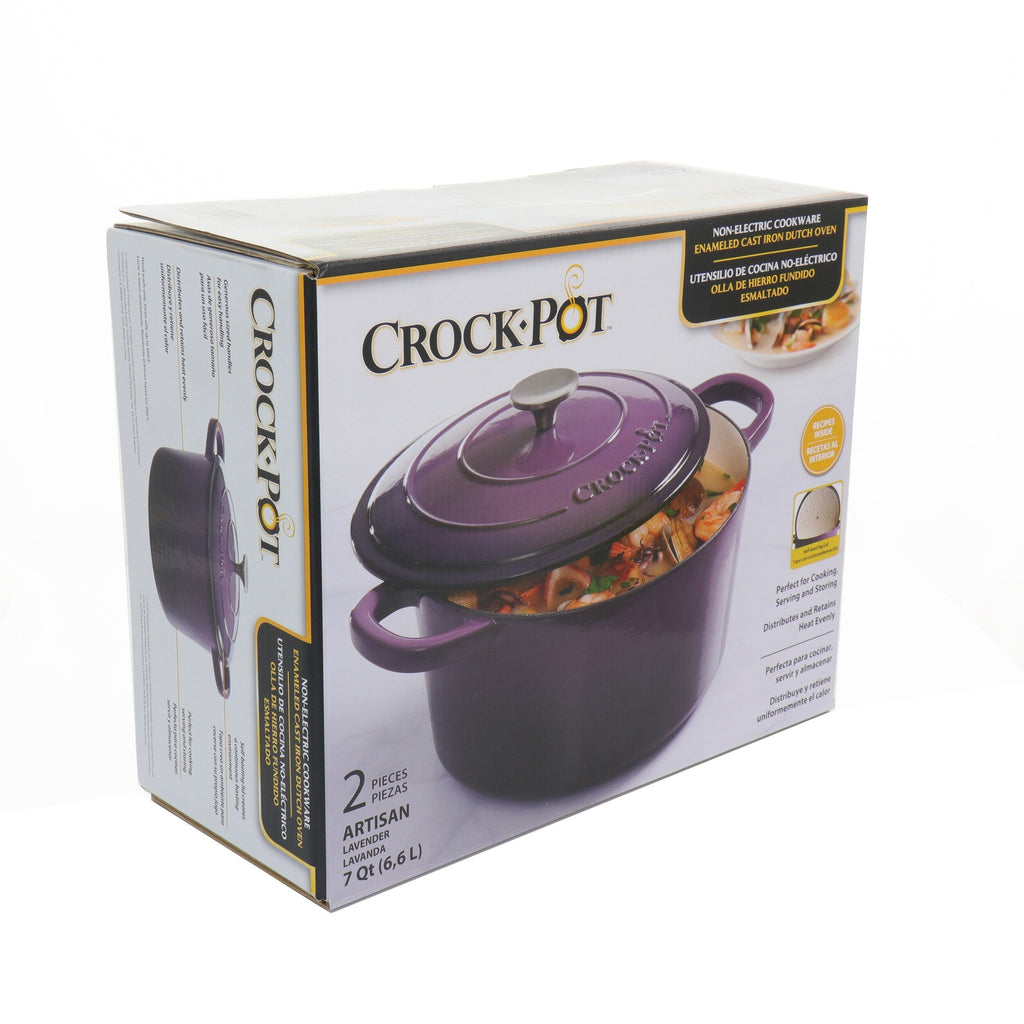 Casserole en fonte émaillée Crock-Pot Artisan, 2 pièces, 5 quarts, avec couvercle, couleur lavande