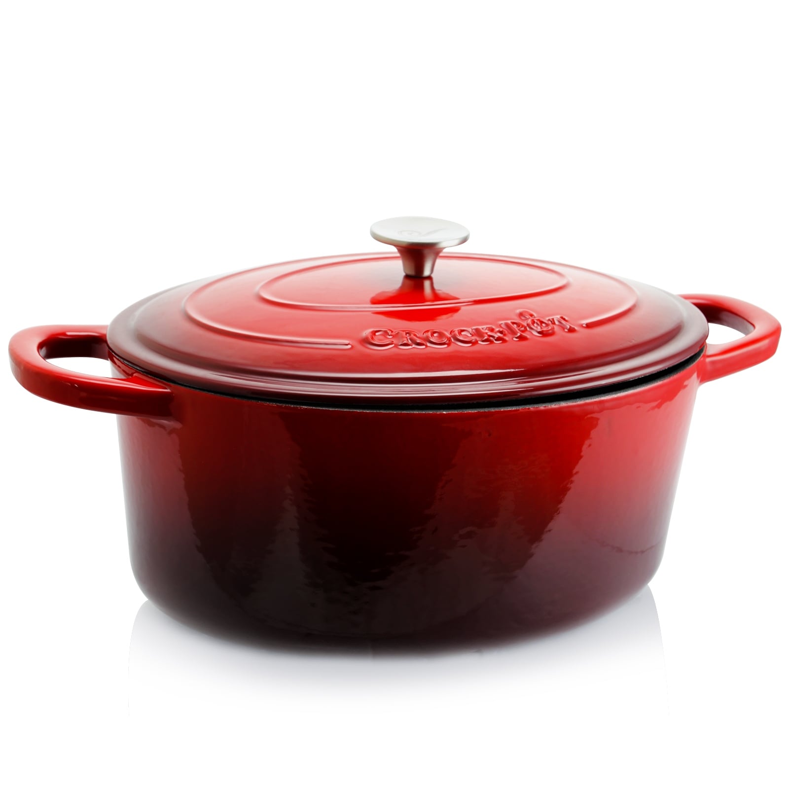 Casserole en fonte émaillée ovale de 7 quarts Crock Pot Artisan, rouge écarlate