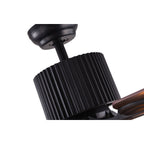 CurveCurio Ventilateur de plafond industriel style farmhouse à 5 lumières, cage noire, avec éclairage, télécommande et tirette, 42-48-52 pouces