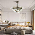 Ventilateur de plafond rétractable Cusp Barn 42 avec éclairage et télécommande, forme DIY, abat-jour moderne, moteur DC silencieux, éclairage LED au plafond.