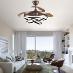 Ventilateur de plafond rétractable Cusp Barn 42 avec éclairage et télécommande, forme DIY, abat-jour moderne, moteur DC silencieux, éclairage LED au plafond.