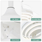 Ventilateur de plafond rétractable Cusp Barn 42 avec éclairage et télécommande, forme DIY, abat-jour moderne, moteur DC silencieux, éclairage LED au plafond.
