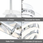 Ventilateur de plafond rétractable Cusp Barn 42 avec éclairage et télécommande, forme DIY, abat-jour moderne, moteur DC silencieux, éclairage LED au plafond.