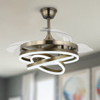 Ventilateur de plafond rétractable Cusp Barn 42 avec éclairage et télécommande, forme DIY, abat-jour moderne, moteur DC silencieux, éclairage LED au plafond.