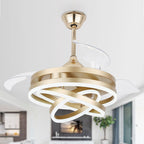 Ventilateur de plafond rétractable Cusp Barn 42 avec éclairage et télécommande, forme DIY, abat-jour moderne, moteur DC silencieux, éclairage LED au plafond.