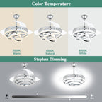 Ventilateur de plafond rétractable Cusp Barn 42 avec éclairage et télécommande, forme DIY, abat-jour moderne, moteur DC silencieux, éclairage LED au plafond.