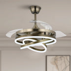 Ventilateur de plafond rétractable Cusp Barn 42 avec éclairage et télécommande, forme DIY, abat-jour moderne, moteur DC silencieux, éclairage LED au plafond.