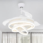 Ventilateur de plafond rétractable Cusp Barn 42 avec éclairage et télécommande, forme DIY, abat-jour moderne, moteur DC silencieux, éclairage LED au plafond.