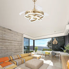 Ventilateur de plafond rétractable Cusp Barn 42 avec éclairage et télécommande, forme DIY, abat-jour moderne, moteur DC silencieux, éclairage LED au plafond.