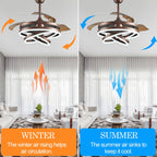 Ventilateur de plafond rétractable Cusp Barn 42 avec éclairage et télécommande, forme DIY, abat-jour moderne, moteur DC silencieux, éclairage LED au plafond.