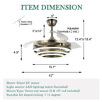 Ventilateur de plafond rétractable Cusp Barn 42 avec éclairage et télécommande, forme DIY, abat-jour moderne, moteur DC silencieux, éclairage LED au plafond.