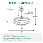 Ventilateur de plafond rétractable Cusp Barn 42 avec éclairage et télécommande, forme DIY, abat-jour moderne, moteur DC silencieux, éclairage LED au plafond.