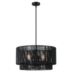 Suspension en rotin noir à 4 lumières, modèle Cynthia - 56 cm de largeur