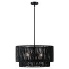 Suspension en rotin noir à 4 lumières, modèle Cynthia - 56 cm de largeur