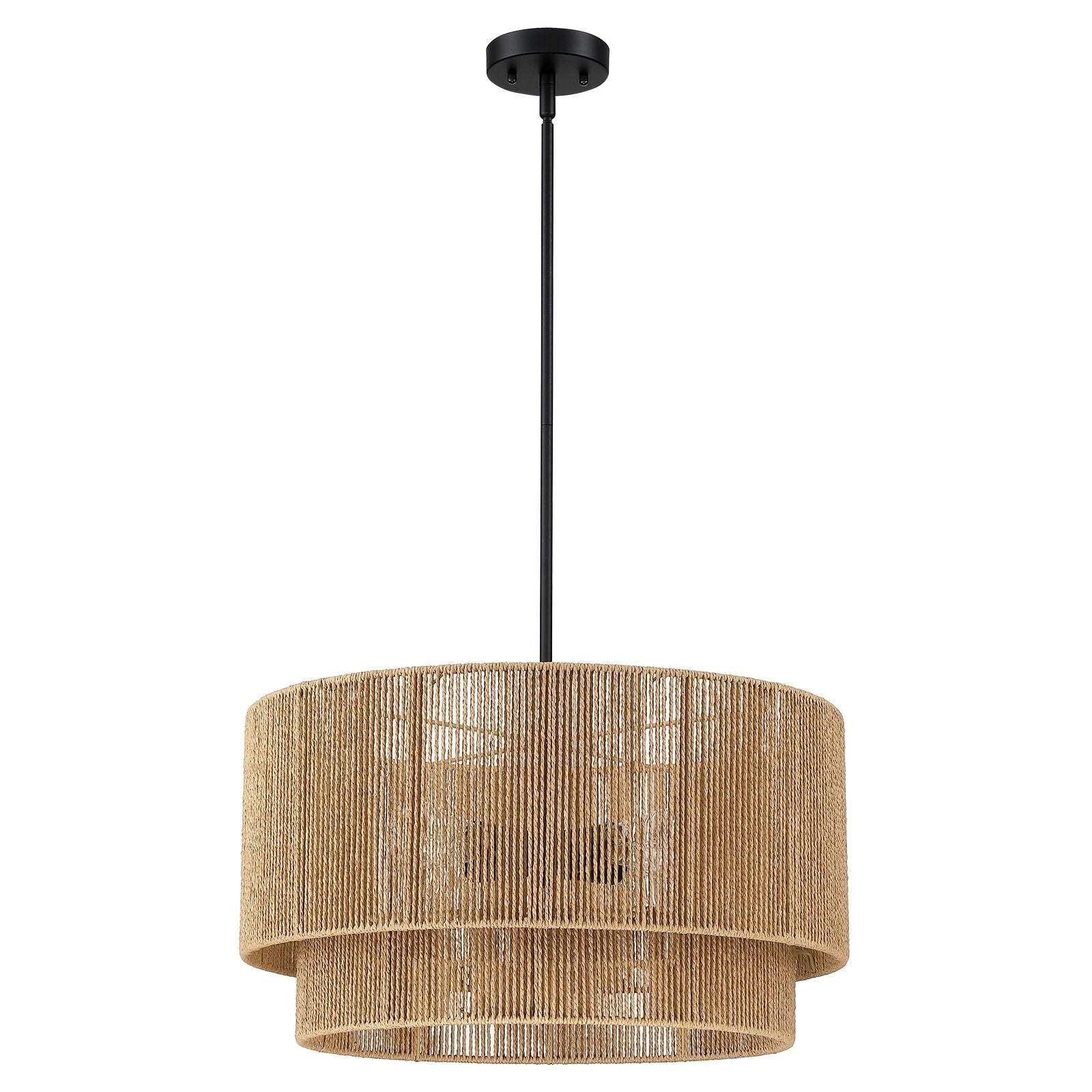 Suspension en rotin naturel à 4 lumières, modèle Cynthia - 56 cm de largeur
