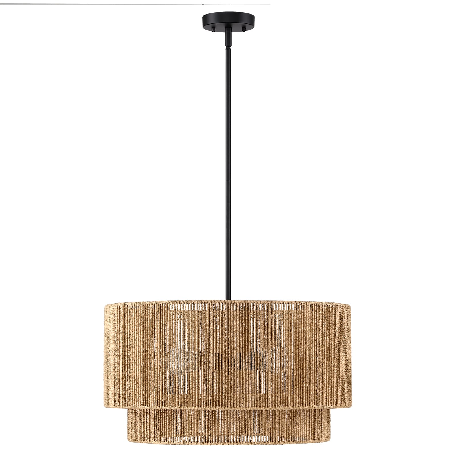 Suspension en rotin naturel à 4 lumières, modèle Cynthia - 56 cm de largeur