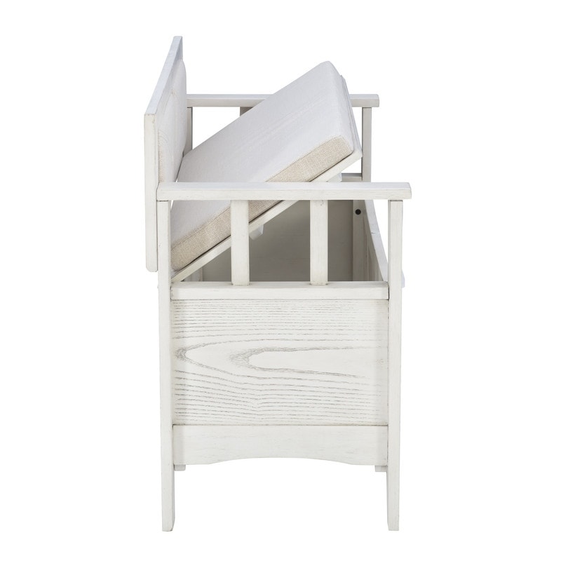 Banc d'entrée avec rangement et couvercle relevable en bois Dahlia