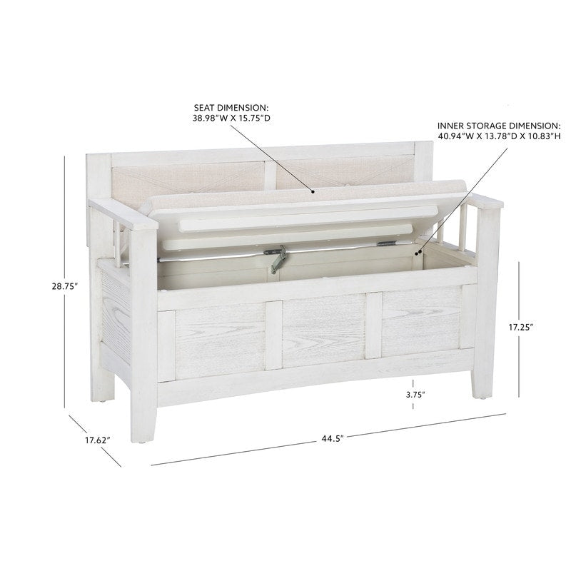 Banc d'entrée avec rangement et couvercle relevable en bois Dahlia
