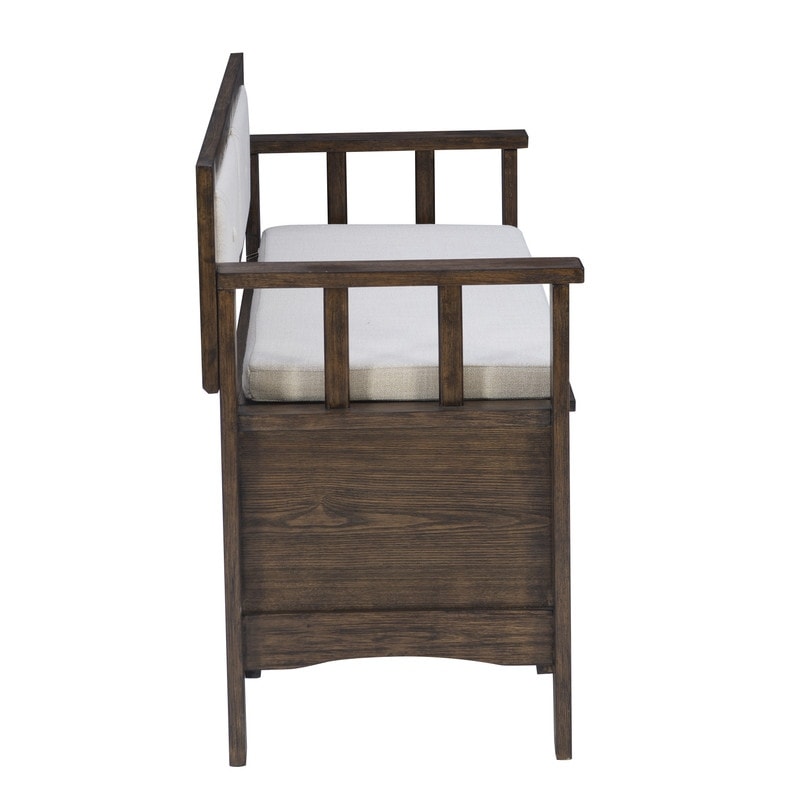 Banc d'entrée avec rangement et couvercle relevable en bois Dahlia