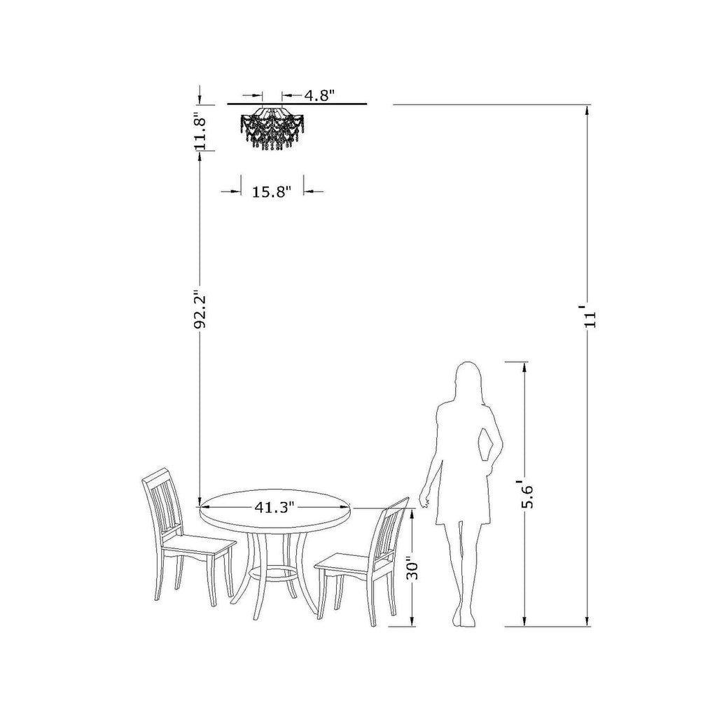 Dalia - Plafonnier intérieur élégant à 3 lumières avec cristaux