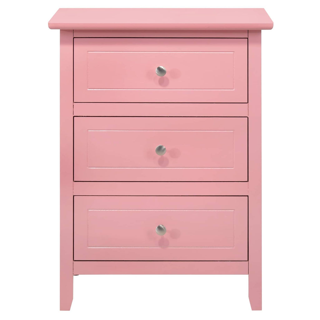 Table de chevet en bois de style transitionnel Daniel à 3 tiroirs