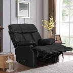 Fauteuil inclinable manuel Davin en cuir pleine fleur marron avec repose-pieds extensible