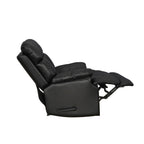 Fauteuil inclinable manuel Davin en cuir pleine fleur marron avec repose-pieds extensible