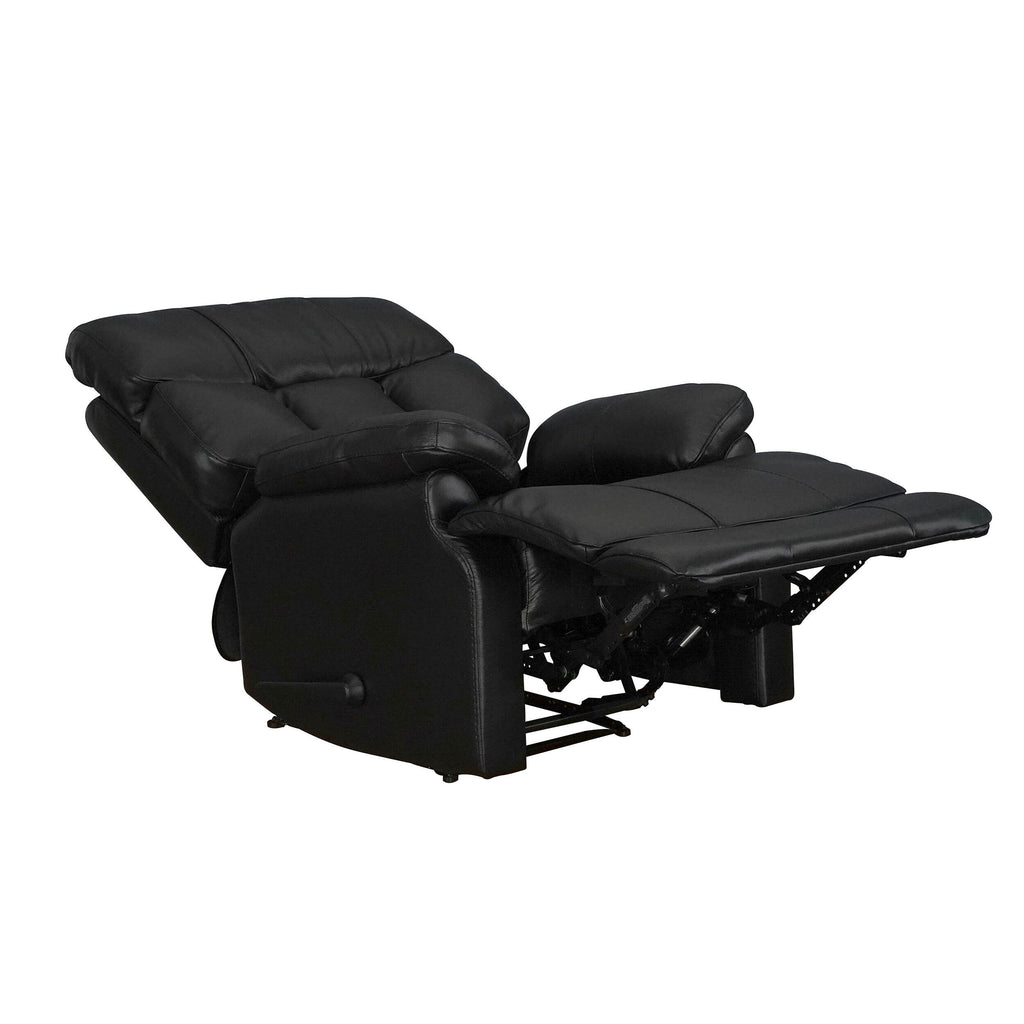 Fauteuil inclinable manuel Davin en cuir pleine fleur marron avec repose-pieds extensible