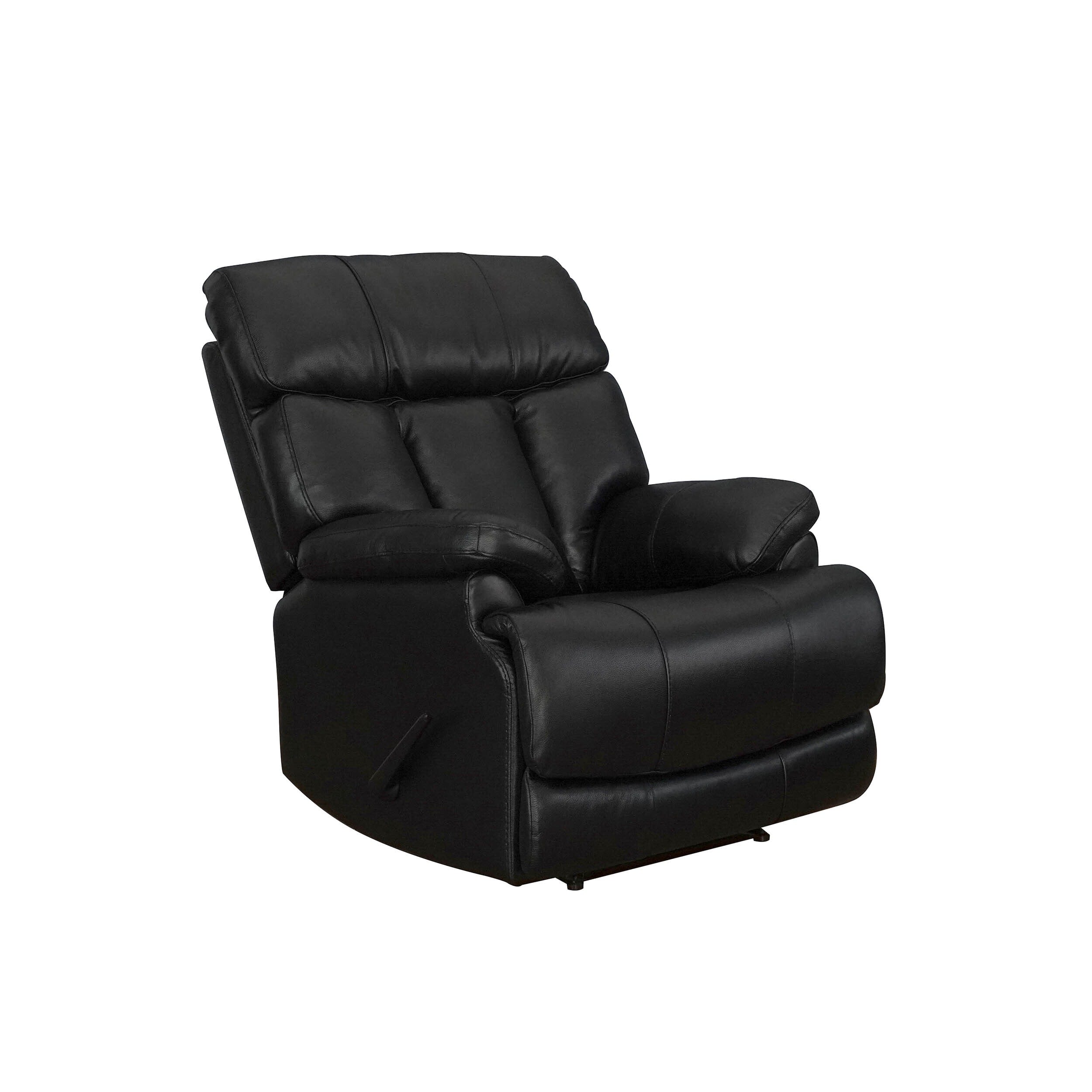 Fauteuil inclinable manuel Davin en cuir pleine fleur marron avec repose-pieds extensible