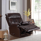 Fauteuil inclinable manuel Davin en cuir pleine fleur marron avec repose-pieds extensible