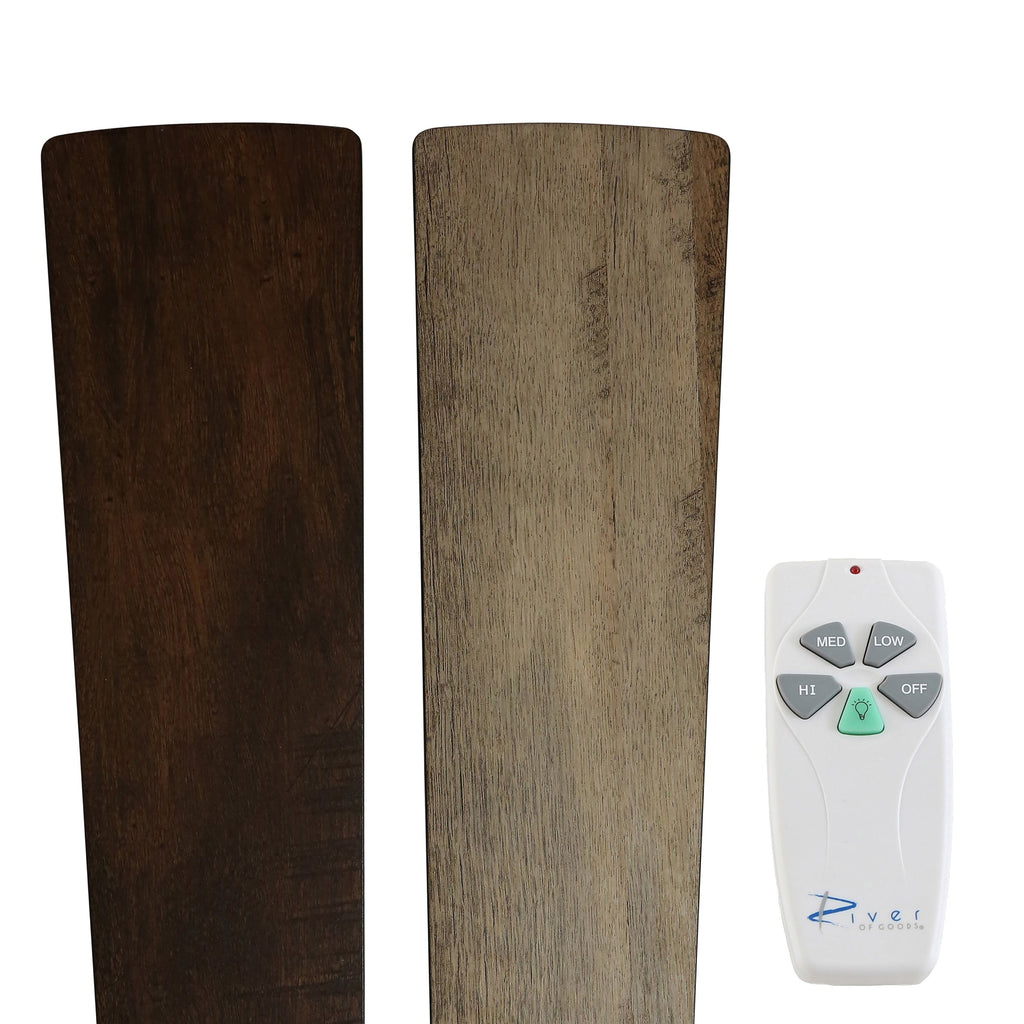 Ventilateur de plafond Della River of Goods de 52 pouces avec 3 lumières, télécommande, fini bronze huilé et verre teinté