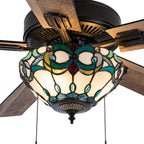 Ventilateur de plafond Della River of Goods de 52 pouces avec 3 lumières, télécommande, fini bronze huilé et verre teinté