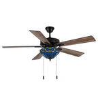 Ventilateur de plafond Della River of Goods de 52 pouces avec 3 lumières, télécommande, fini bronze huilé et verre teinté