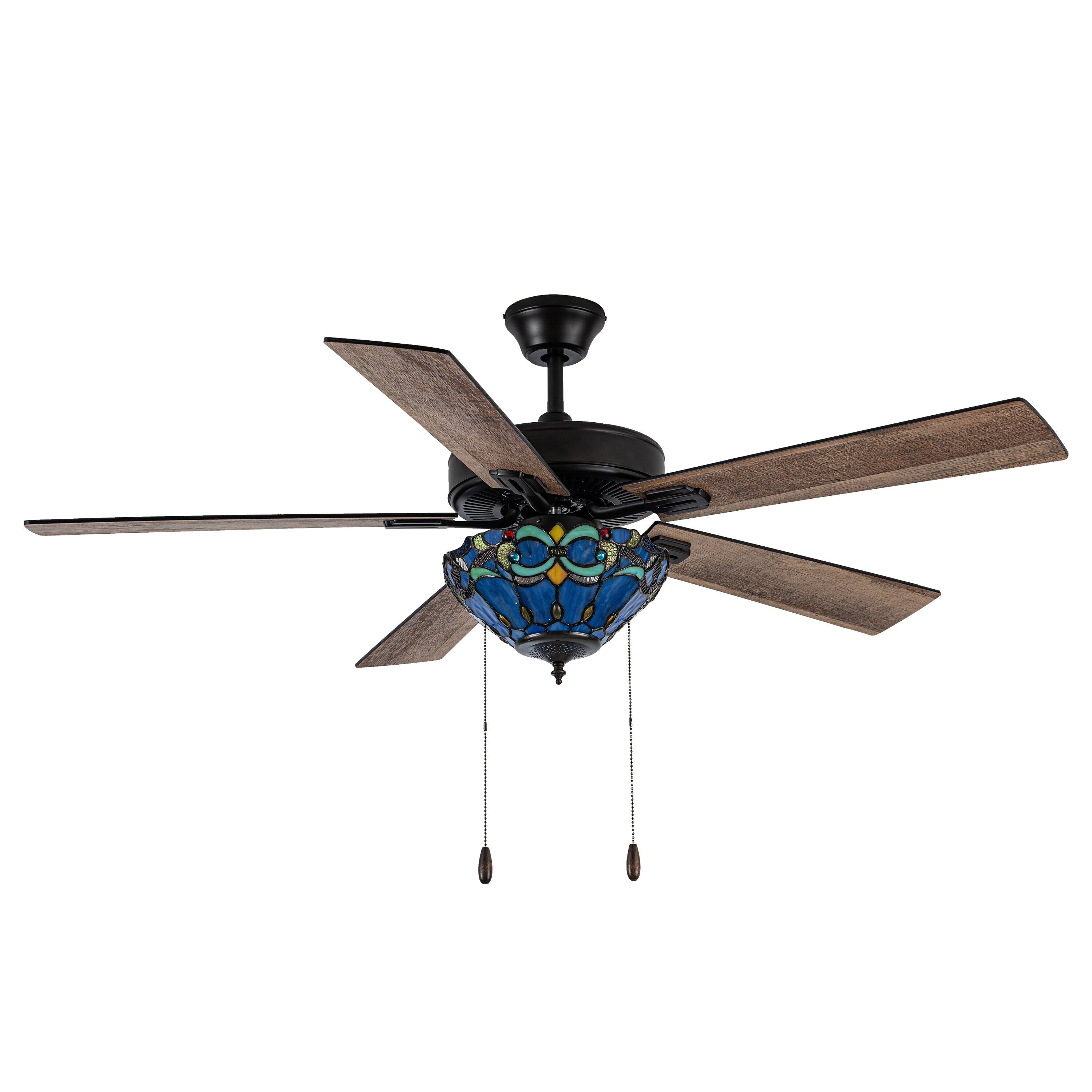 Ventilateur de plafond Della River of Goods de 52 pouces avec 3 lumières, télécommande, fini bronze huilé et verre teinté