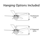 Ventilateur de plafond Della River of Goods de 52 pouces avec 3 lumières, télécommande, fini bronze huilé et verre teinté