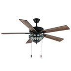 Ventilateur de plafond Della River of Goods de 52 pouces avec 3 lumières, télécommande, fini bronze huilé et verre teinté