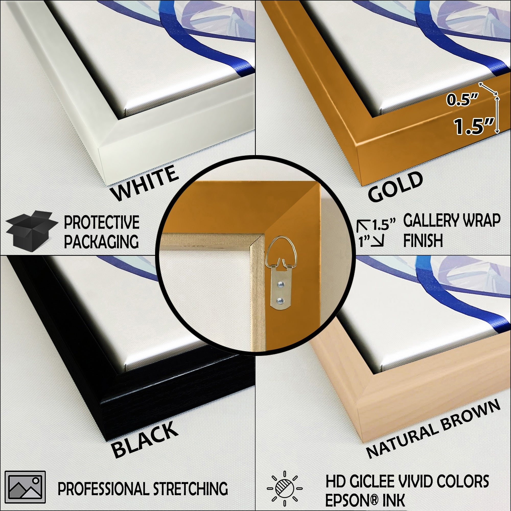 Designart Impression sur toile encadrée d'art abstrait géode, forme de marbre doré et bleu III, géométrique moderne - 3 panneaux