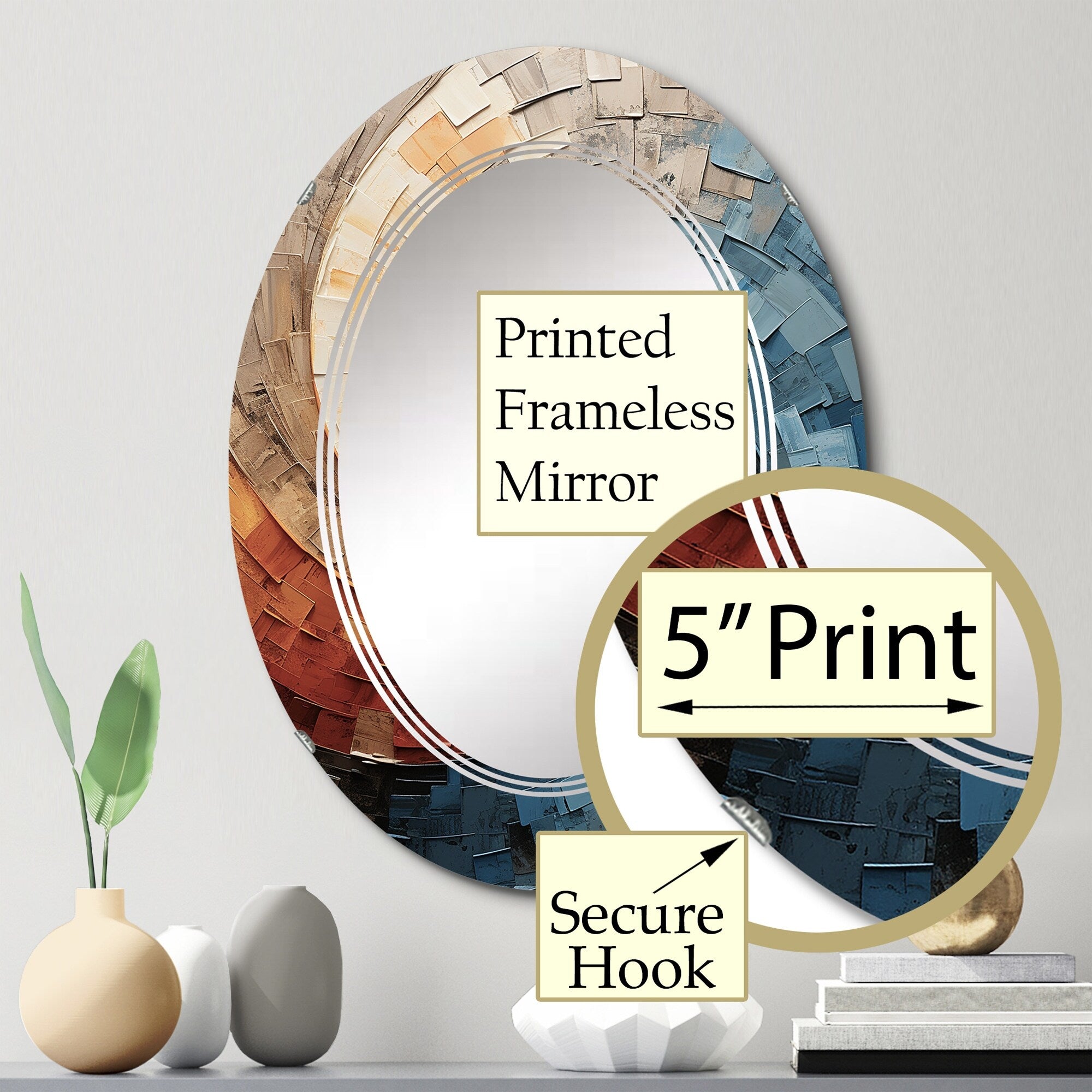 Designart Miroir mural abstrait moderne en spirale et en collage